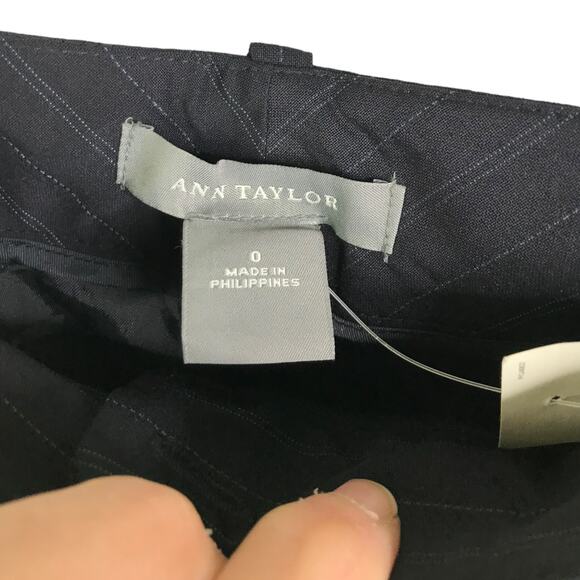Ann Taylor‎ Pants Womens 0 Dark Blue Margo Pinstripe  Wool Work Slacks NWT $128 - Picture 7 of 11